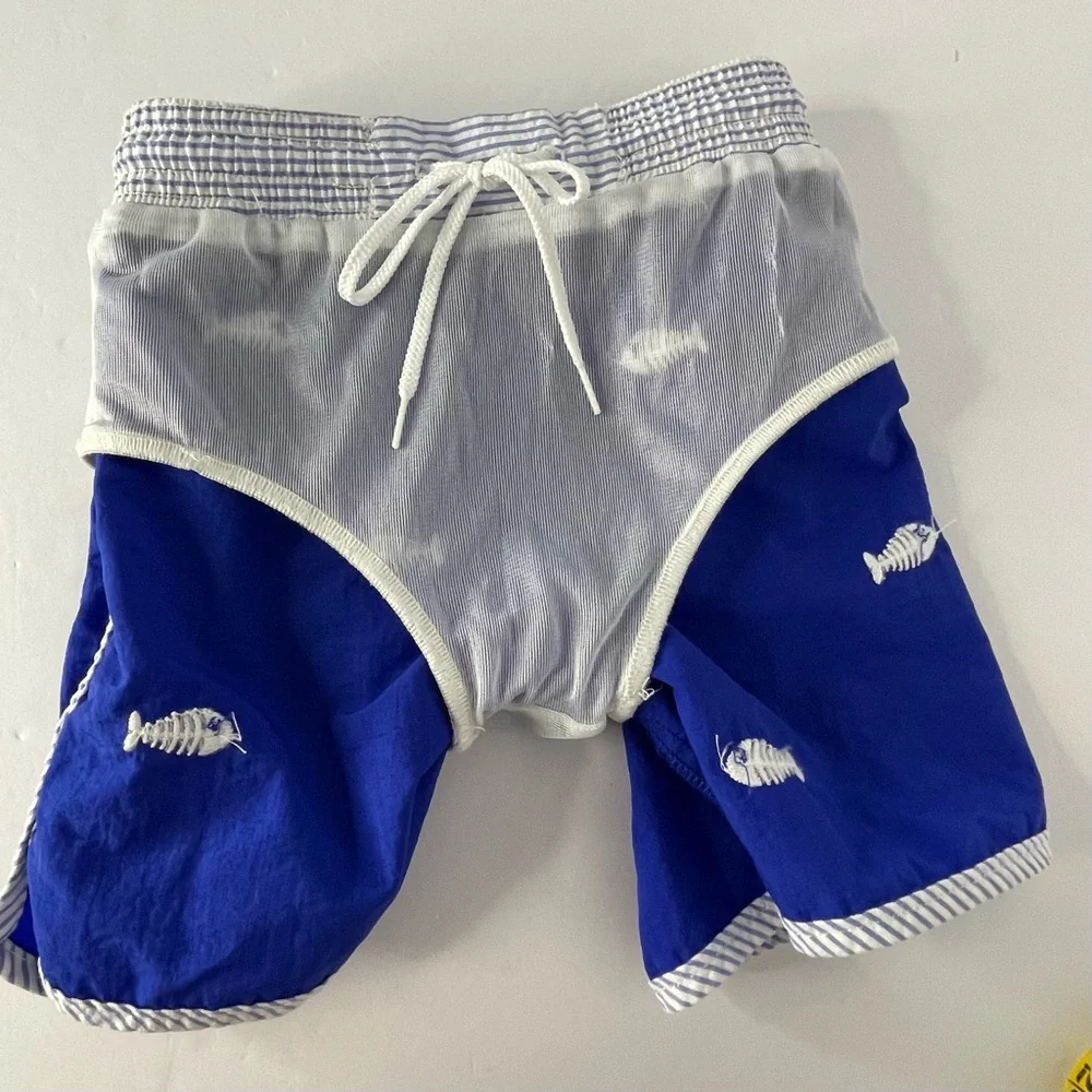 Florence Eiseman Boys Blue Bonefish Swim Trunks 2T